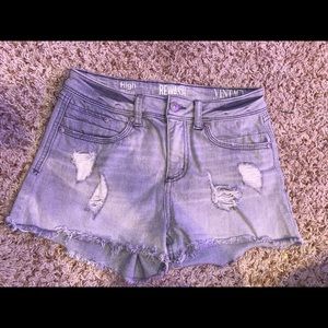 Super light washed ripped shorts